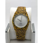 AND Ladies Silver Dial Leopard Print Bracelet Stainless Steel Case Watch 11019