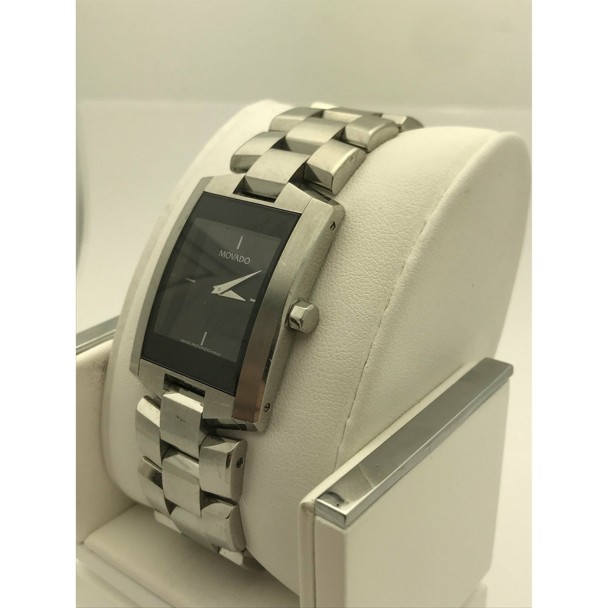 Movado Men's Eliro Rectangle Black Dial Stainless Steel Bracelet Watch 0604183