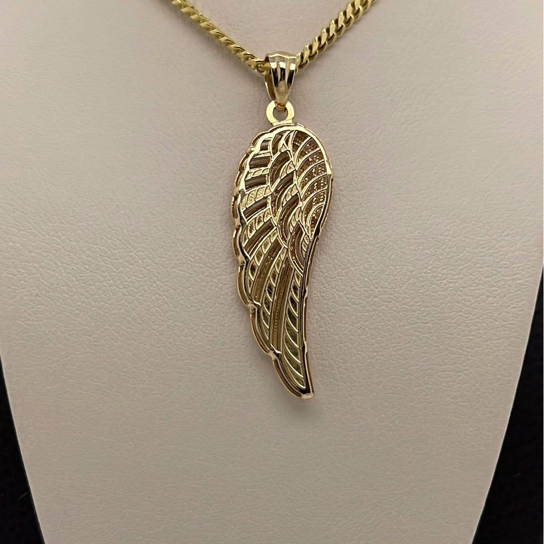 14K Yellow Angel Wing Charm Pendant P060