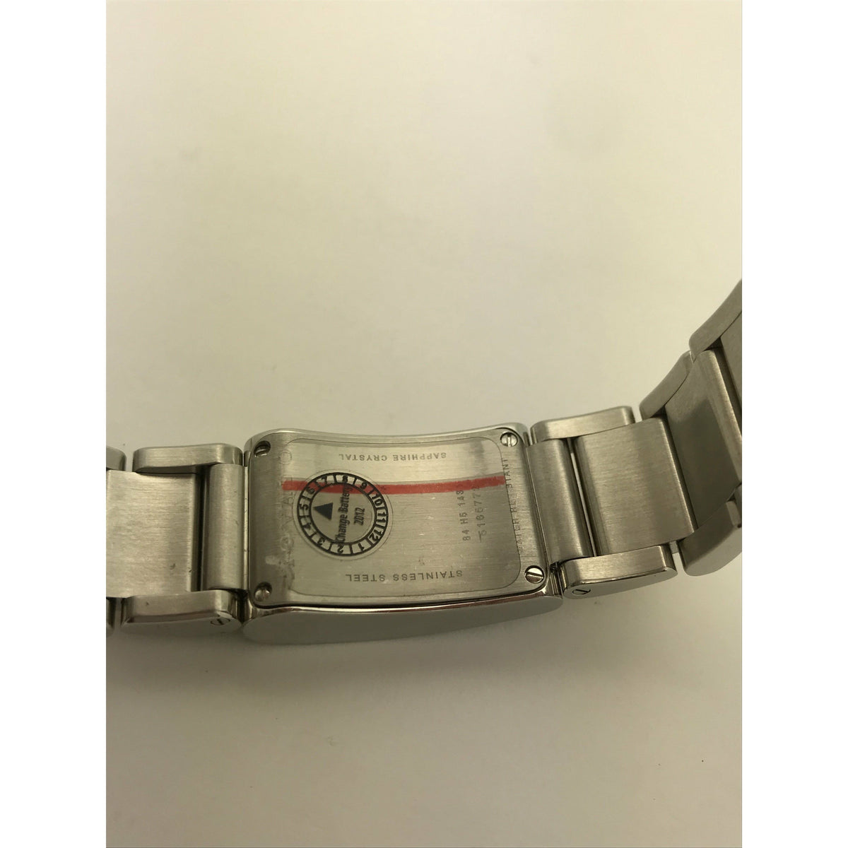 Movado Ladies Rectangle Black Dial Two Tone Stainless Steel Bracelet Watch 0604708