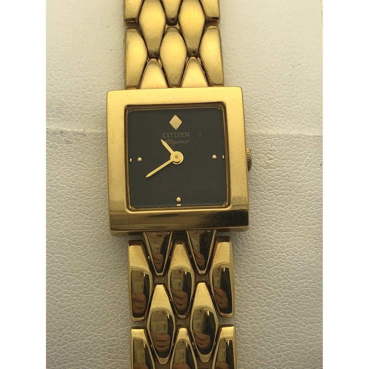 Citizen Elegance Ladies Black Dial Yellow Gold Stainless Steel Bracelet Watch 960557