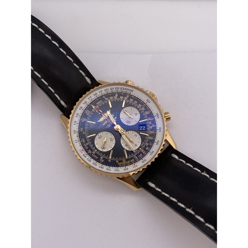 Breitling Men's Navitimer Chronometer Black Dial Black Leather Strap Watch RB012012/BA49-435X