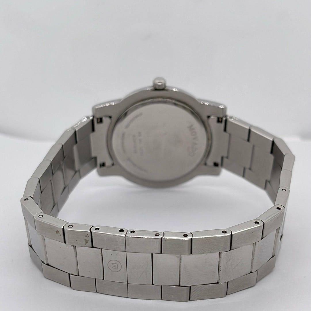 Movado Junior Support Men's Black Dial Silver Stainless Steel Bracelet Quartz Watch 84E41893