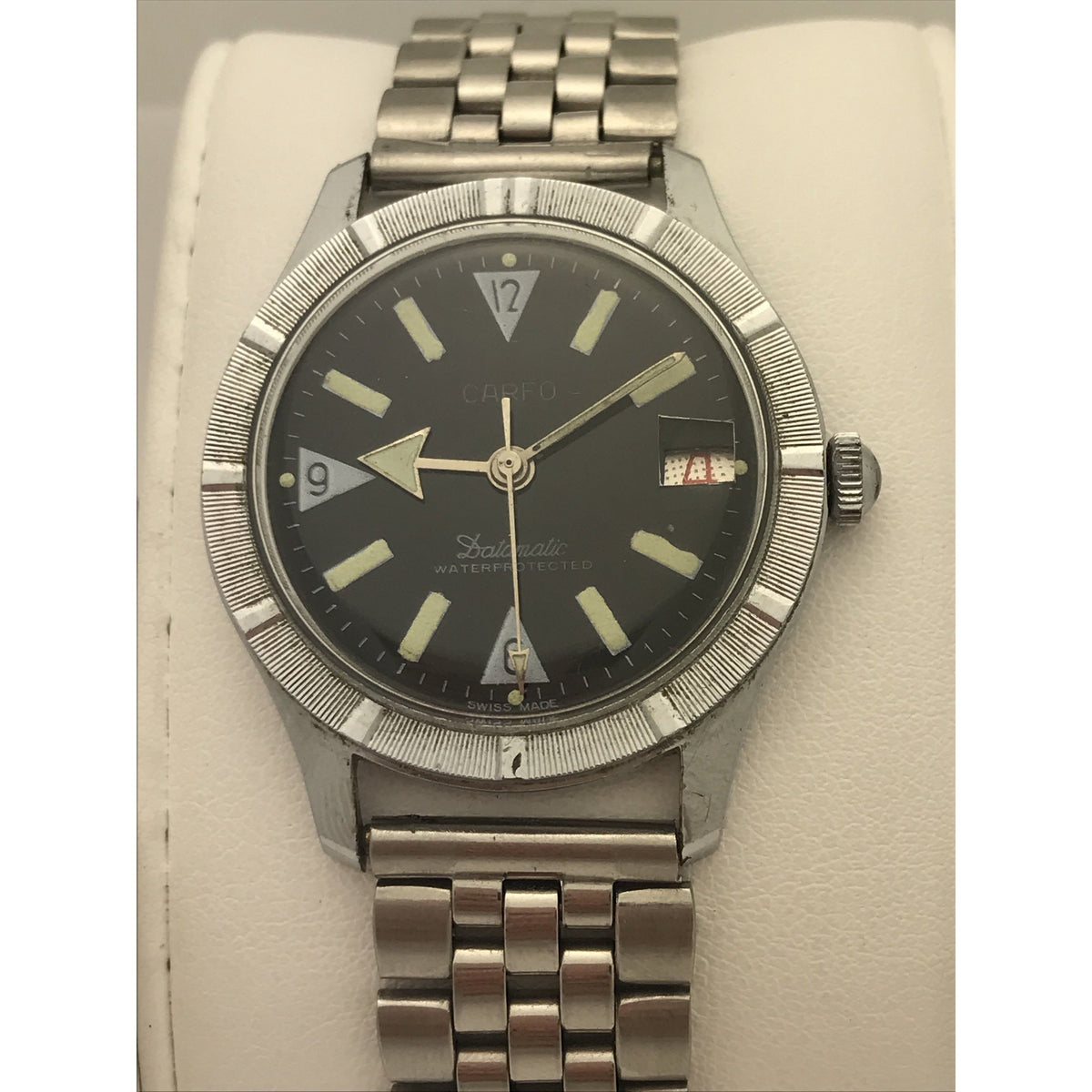 Carfo Men's Datamatic Black Dial Stainless Steel Watch 12735