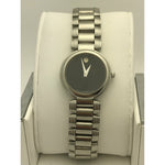Movado Ladies Black Museum Dial Stainless Steel Bracelet Watch 0605016