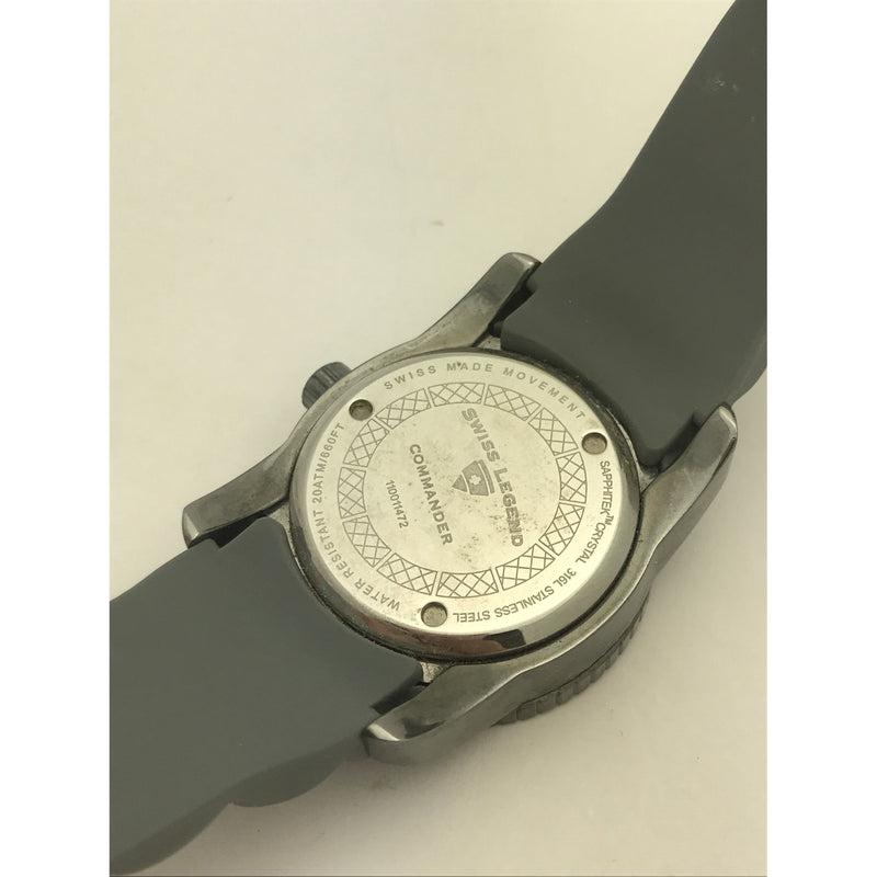 Swiss Legend Unisex Commander Gray Dial Gray Rubber Strap Watch 110011472