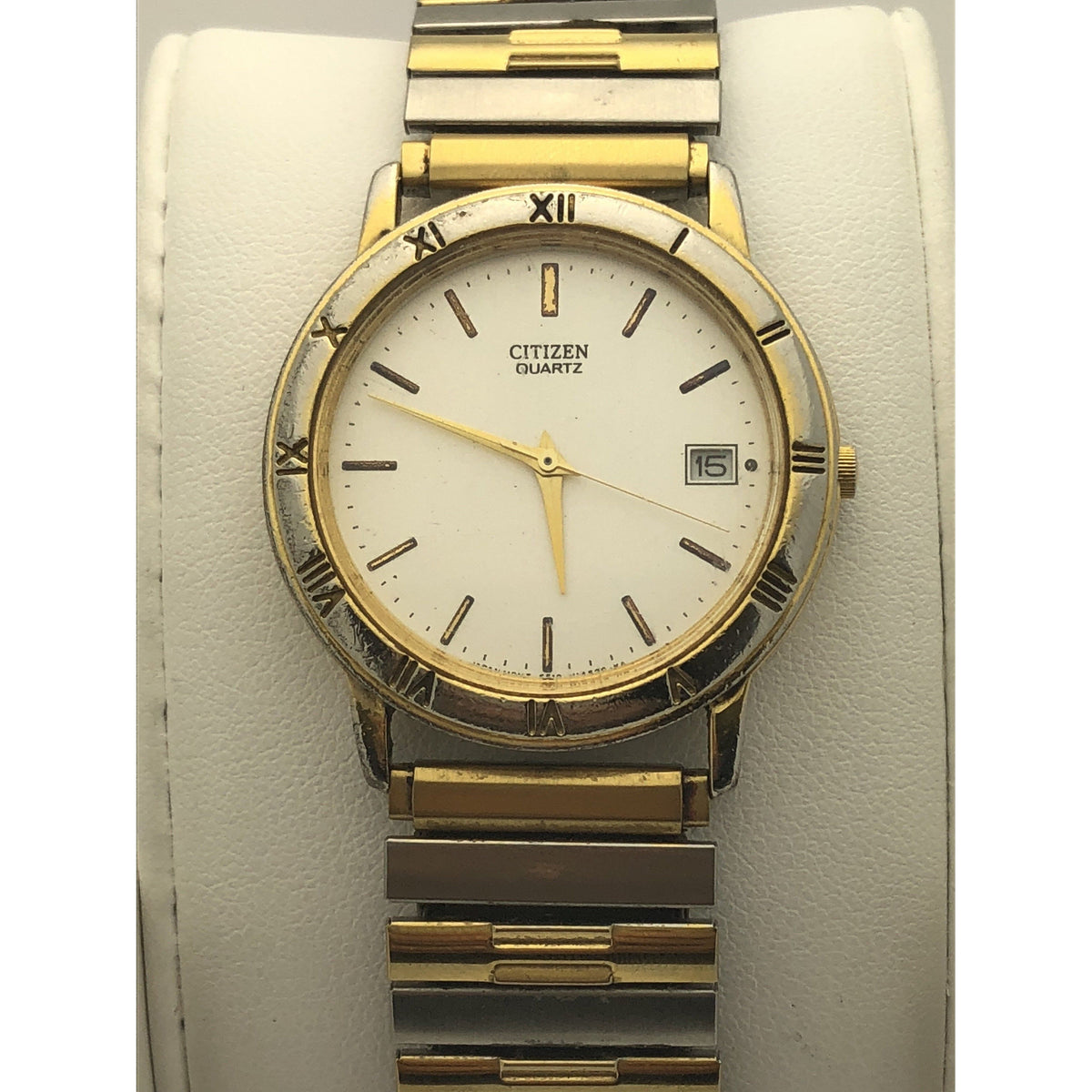 Citizen Men's Quartz Silver Dial Two Tone Stainless Steel Bracelet Watch 457328
