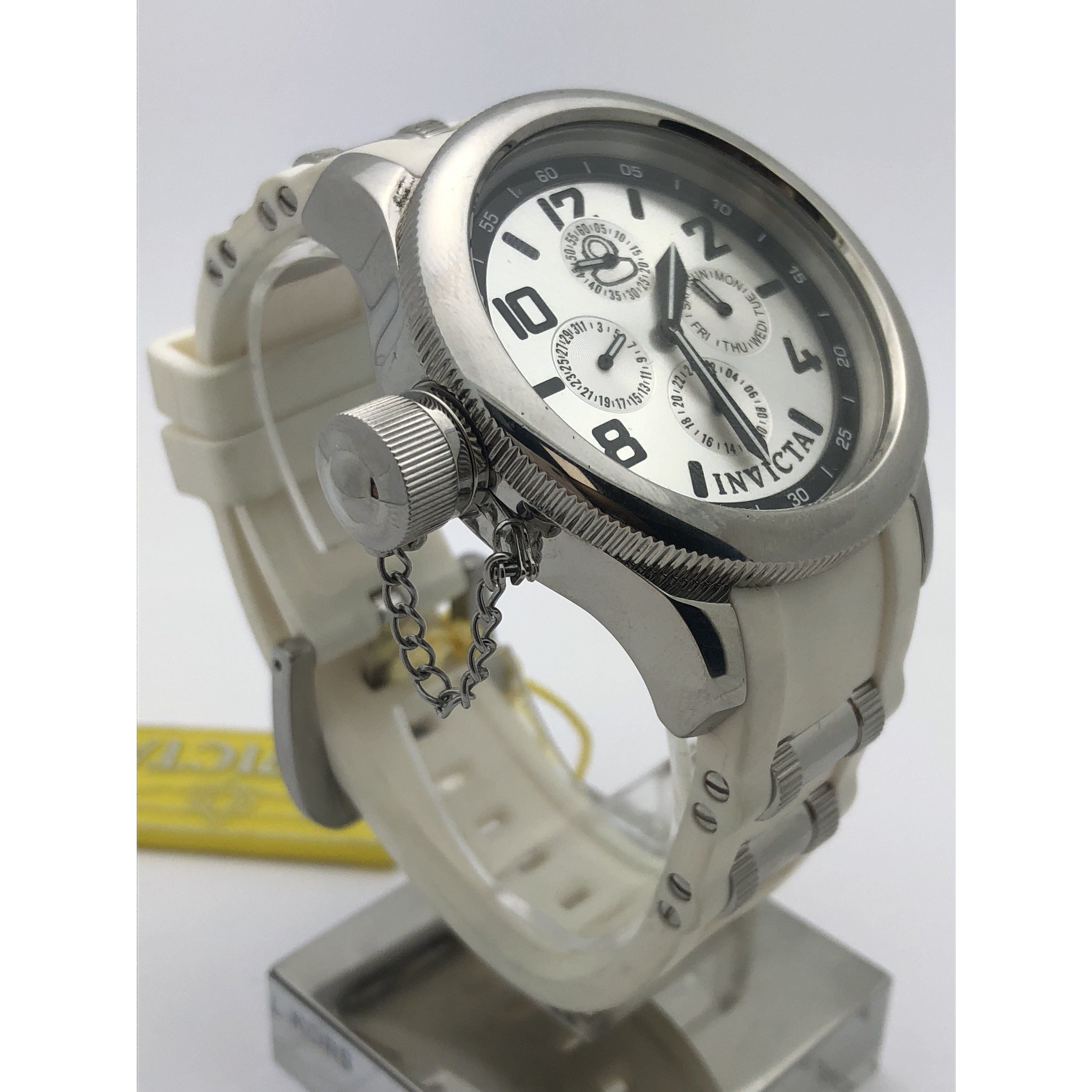 Invicta Ladies Russian 1959 Diver White Rubber Band Silver Dial