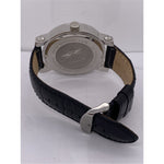King Master Men's Silver Tone Dial Black Leather Strap Genuine Diamond Watch