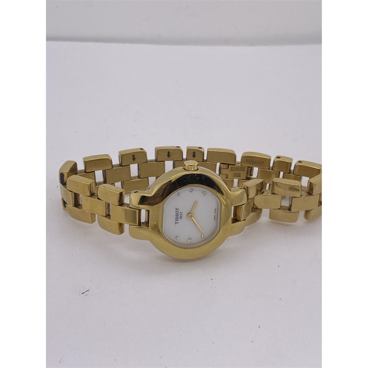 Tissot Ladies Mother of Pearl Dial Yellow Gold Tone Stainless Steel Bracelet Watch 10403