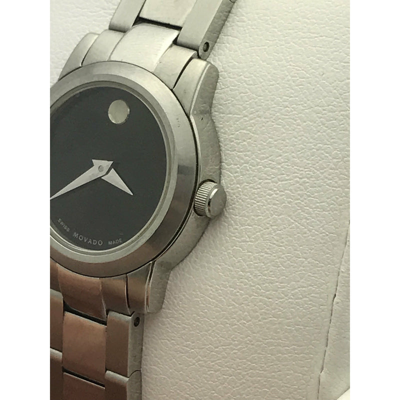Movado Ladies Junior Sport Black Museum Dial Stainless Steel Bracelet Watch 0605106