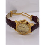 Techno Swiss Ladies Gold Dial Floating Charms Brown Leather Strap Watch TSM-1010