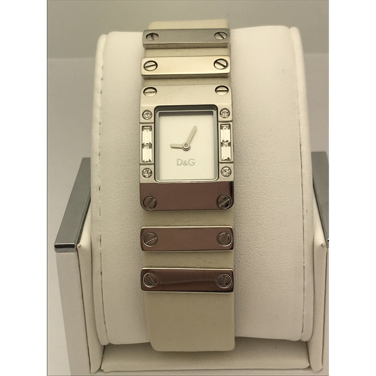 Dolce & Gabbana Ladies Silver Tone Dial Leather Band Watch