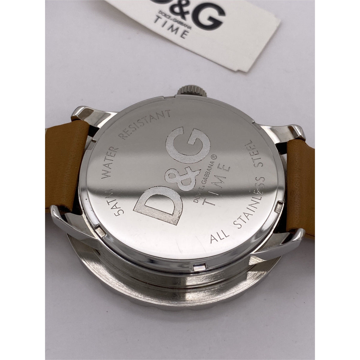Dolce & Gabbana Time Men's 2ct. Diamond Bezel White Dial Brown Leather Strap Watch 3719340281