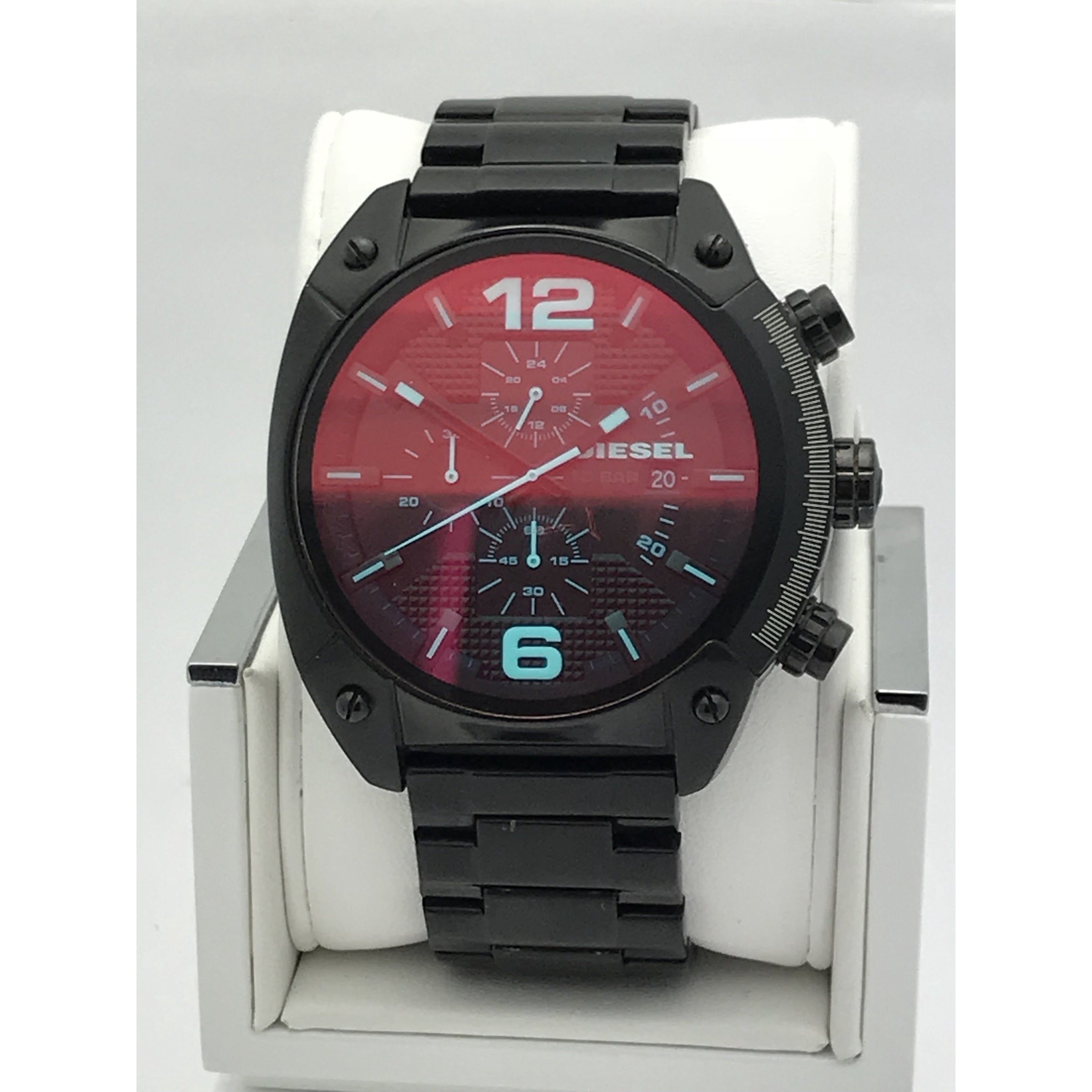 Diesel Men’s Overflow Chrono Black Dial Black Ion Plated Watch