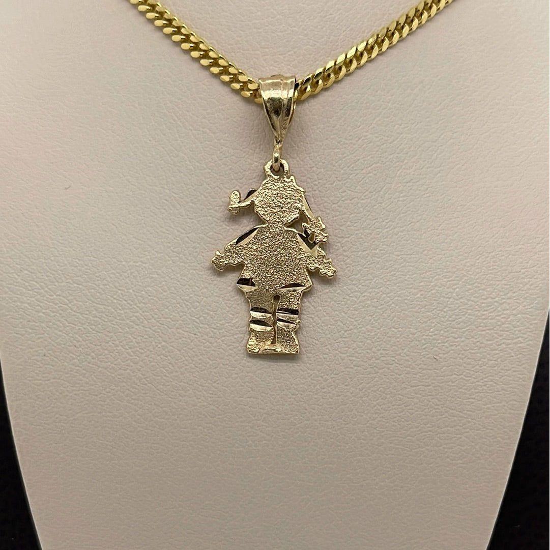 14K Yellow Gril Charm Pendant P063