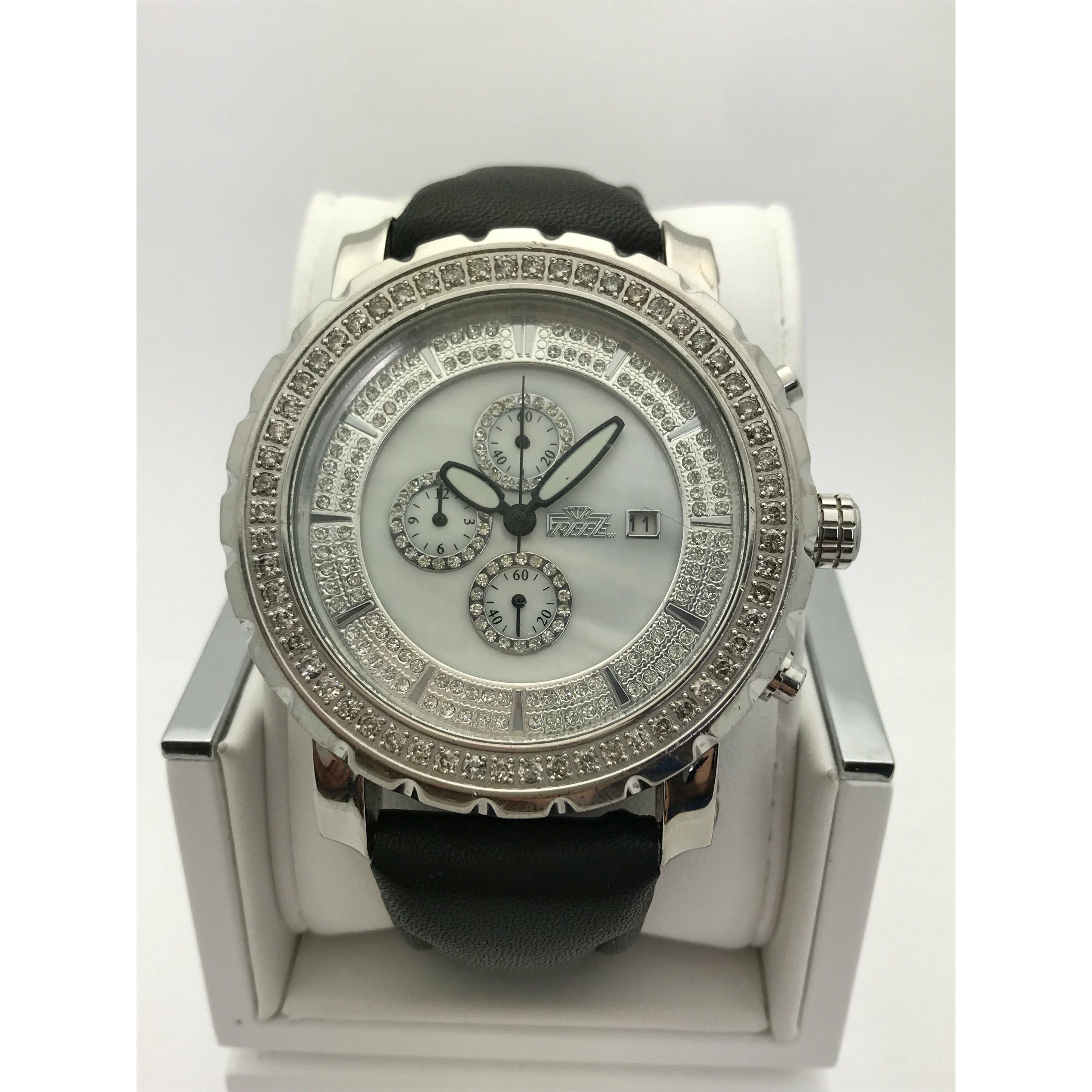 定価11万 新品 CAREERING GLASS OF DIAMOND GOD Johnny's Custom Jewelry Mens Chronograph Watch w/ 25ct