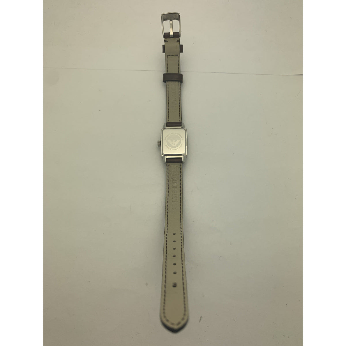 Emporio Armani Ladies Bronze Dial Brown Genuine Leather Strap Watch AR5507