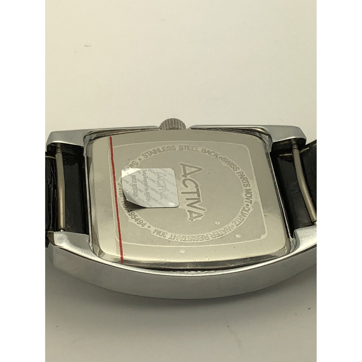 Activa Swiss Silver Dial Black Leather Men's Watch 495494