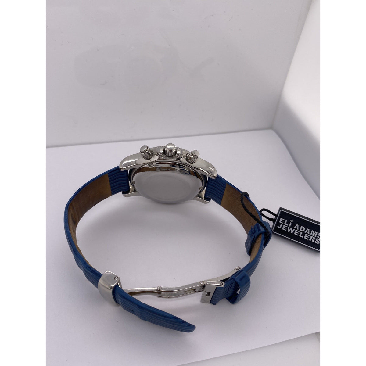 DeVillia Men's Valjoux SUISSE Black Dial Blue Leather Strap Watch 7750