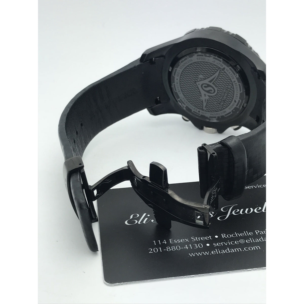 Stuhrling Krysterna Black Dial Black Leather Strap Men's Watch 517B