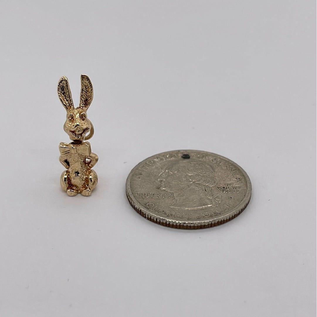 14K Yellow Gold Rabbit Charm Pendant P025