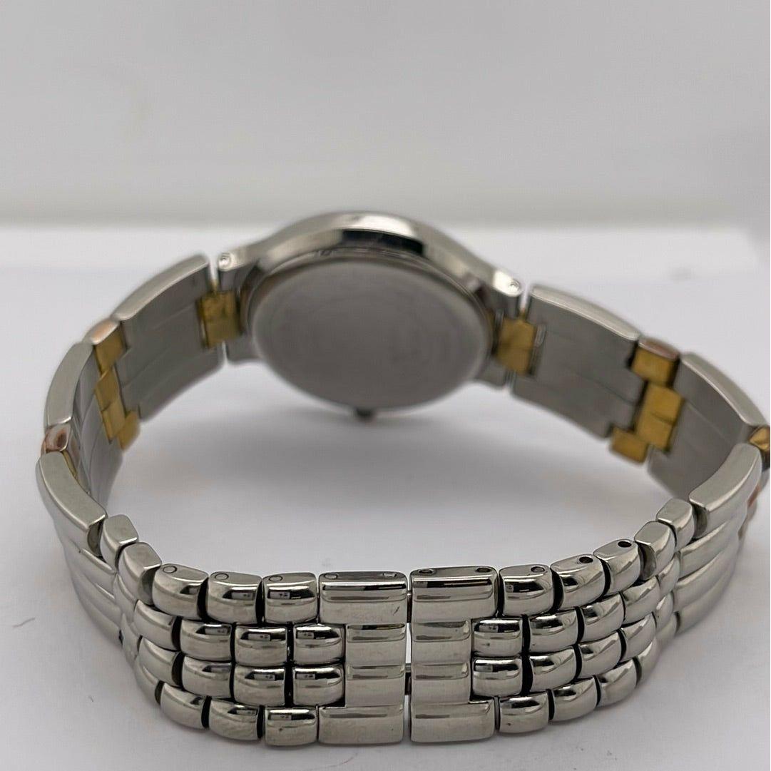 Movado Ladies Black Dial Two Tone Stainless Steel Bracelet Swiss Quartz Watch 0600504