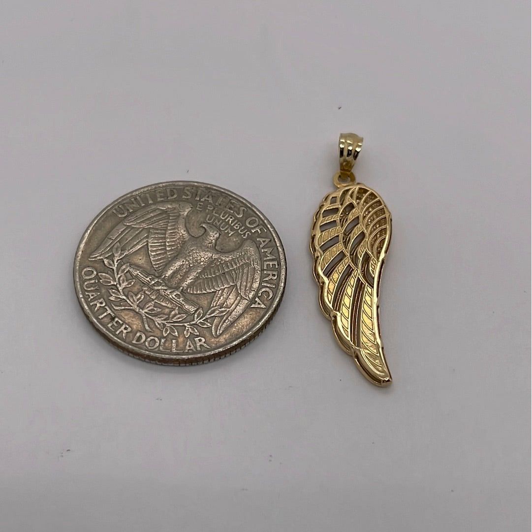 14K Yellow Angel Wing Charm Pendant P060