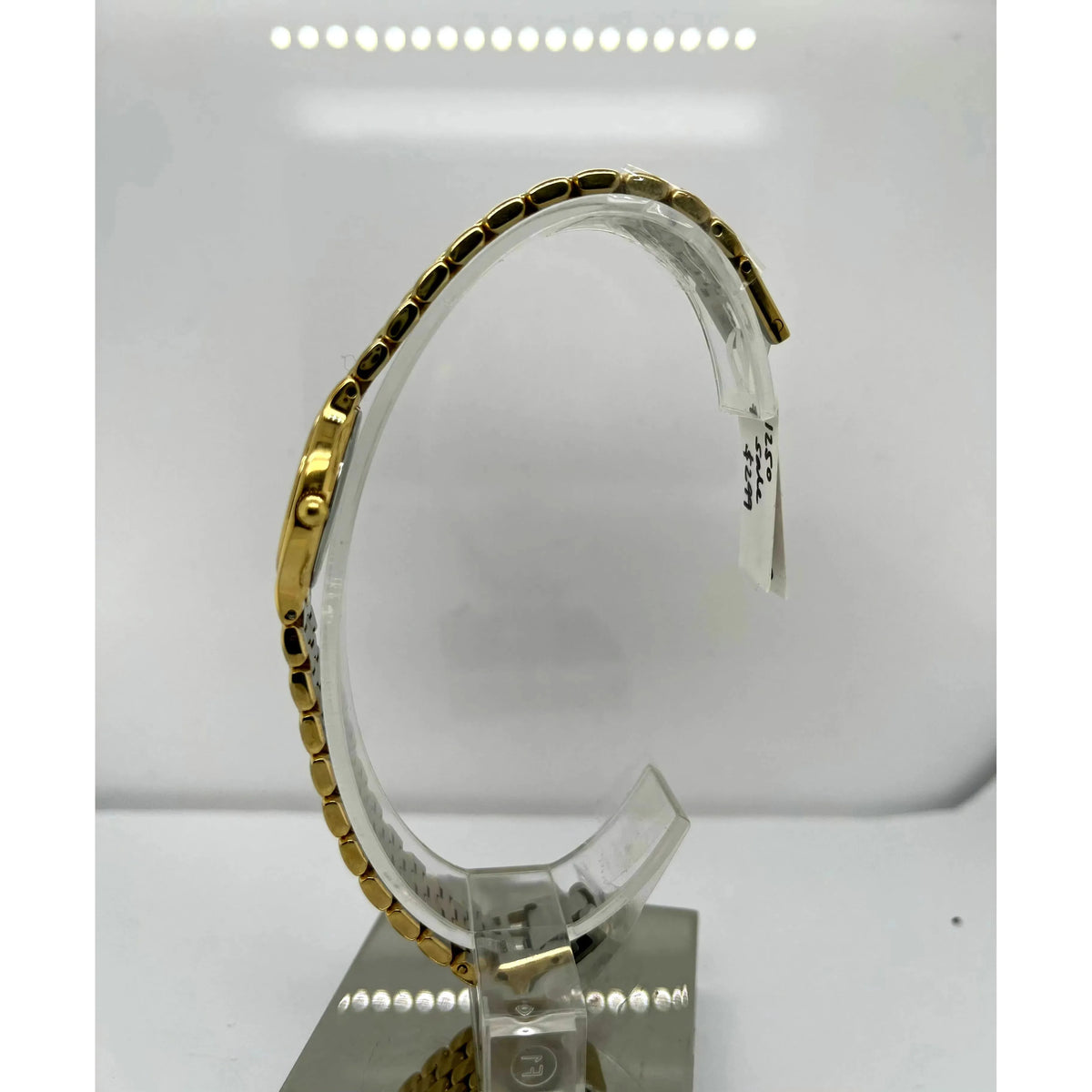 Movado Ladies Black Dial Yellow Gold Tone Bracelet Watch 0600711