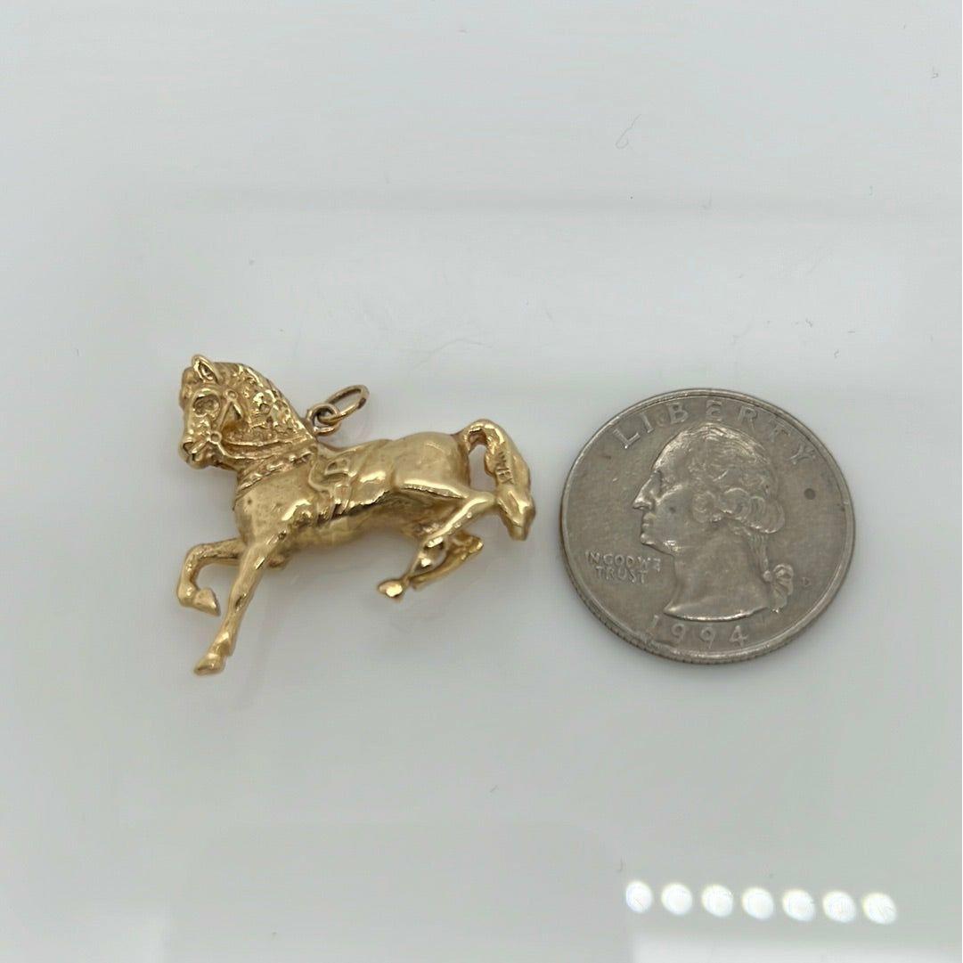 14K Yellow Gold Horse Charm Pendant P004