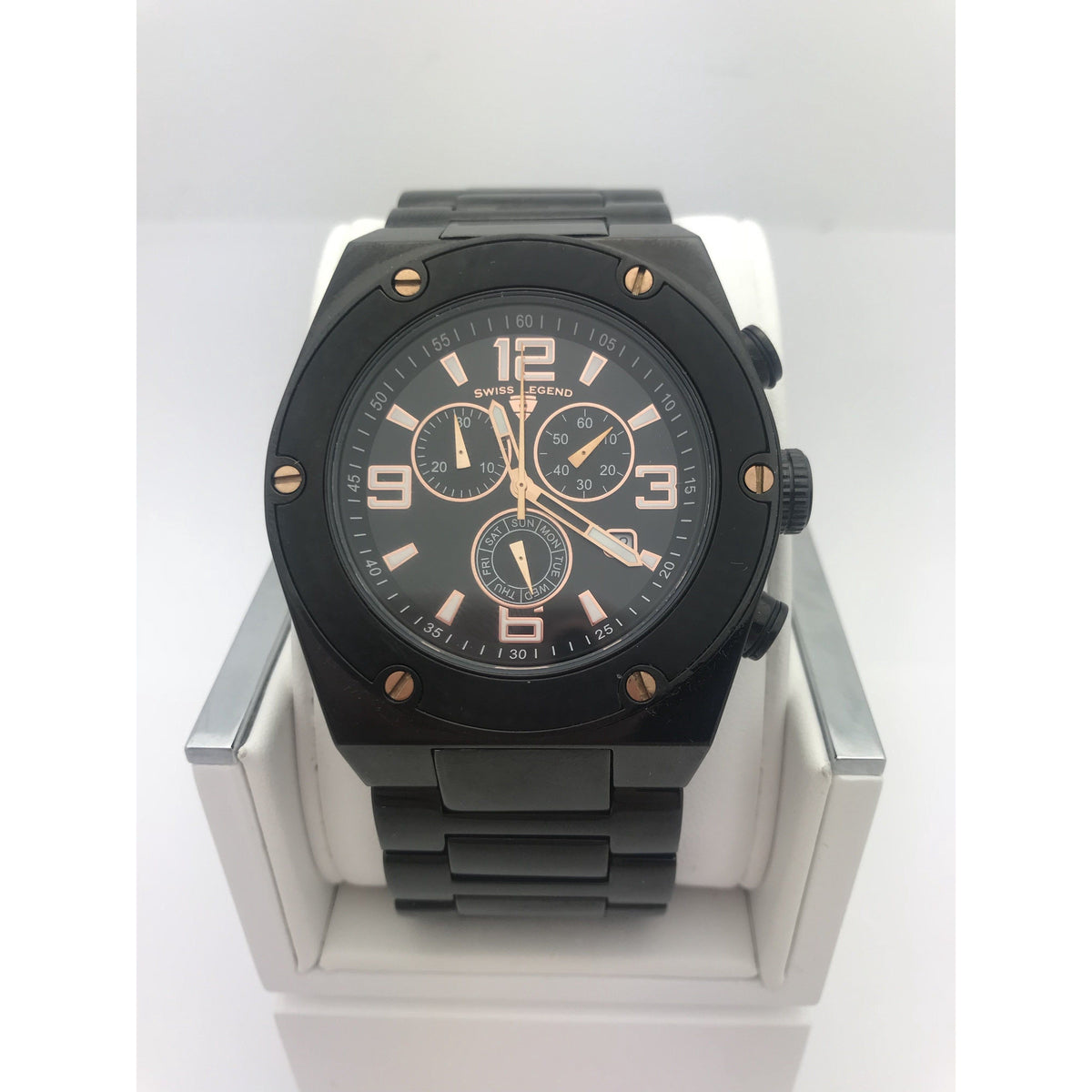 Swiss Legend Men's Black Dial Black Stainless Steel Bracelet Watch 411033330