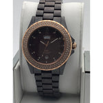 Oniss Ladies Ceramic Date Indicator Maroon Dial Watch ON6200-LRG