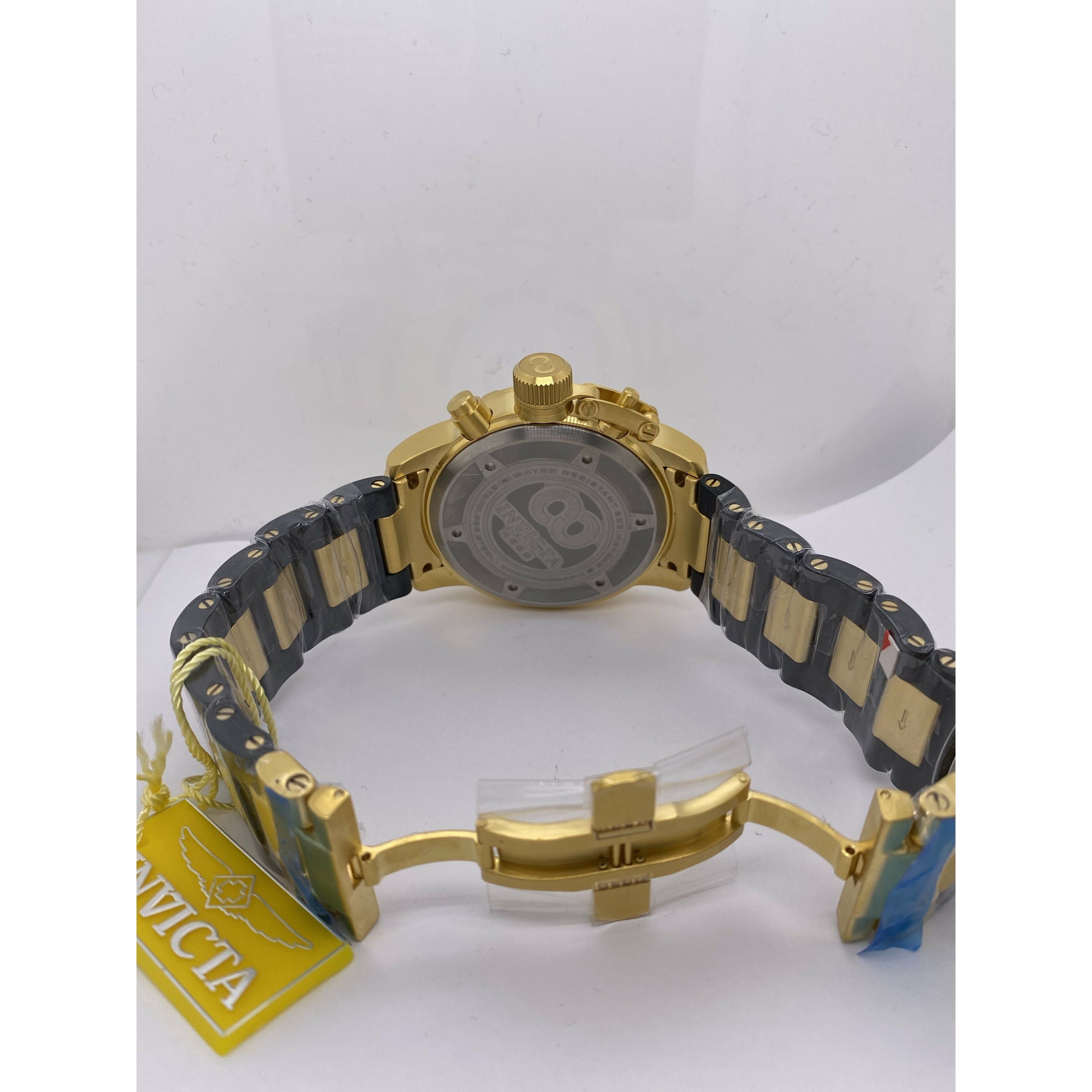 Invicta Men's Corduba Mother of Pearl Dial Black/Gold Rubber Strap