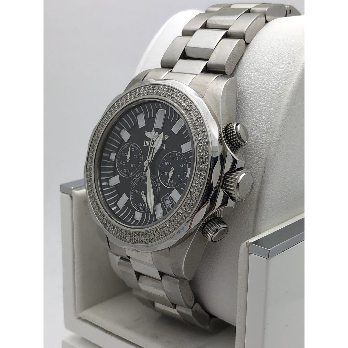 Invicta Men's Black Dial Silver Tone Stainless Steel Bracelet Watch 7050