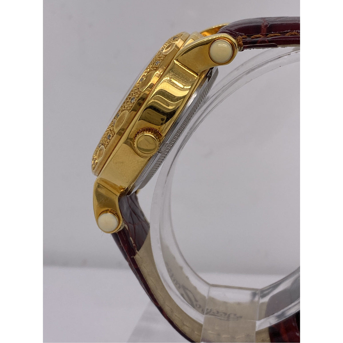 Techno Swiss Ladies White Snowflake Dial Brown Leather Strap Watch TSM-1033