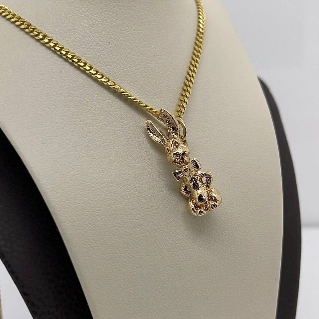 14K Yellow Gold Rabbit Charm Pendant P025
