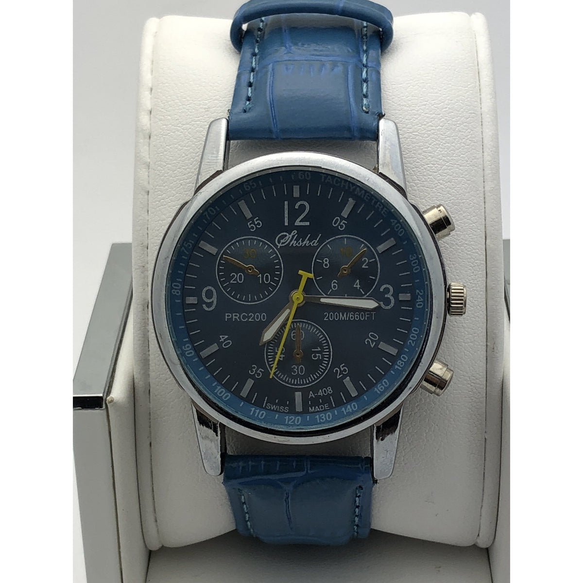Shshd Ladies Blue Dial Stainless Steel Case Blue Leather Band Watch 4039