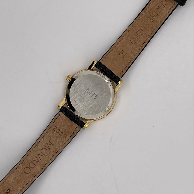 Movado Museum Classic Ladies Black Dial Black Leather Strap Watch 0605655