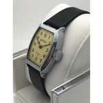Wristocrat Men's Yellow Dial Stainless Steel Black Genuine Leather Watch 1036