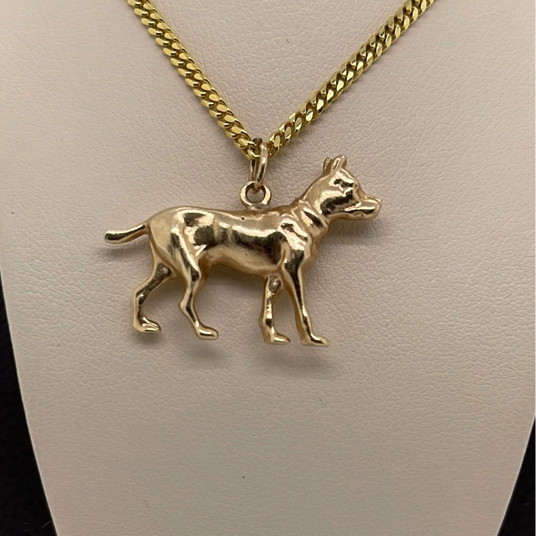 14K Yellow Gold Dog Charm Pendant P068