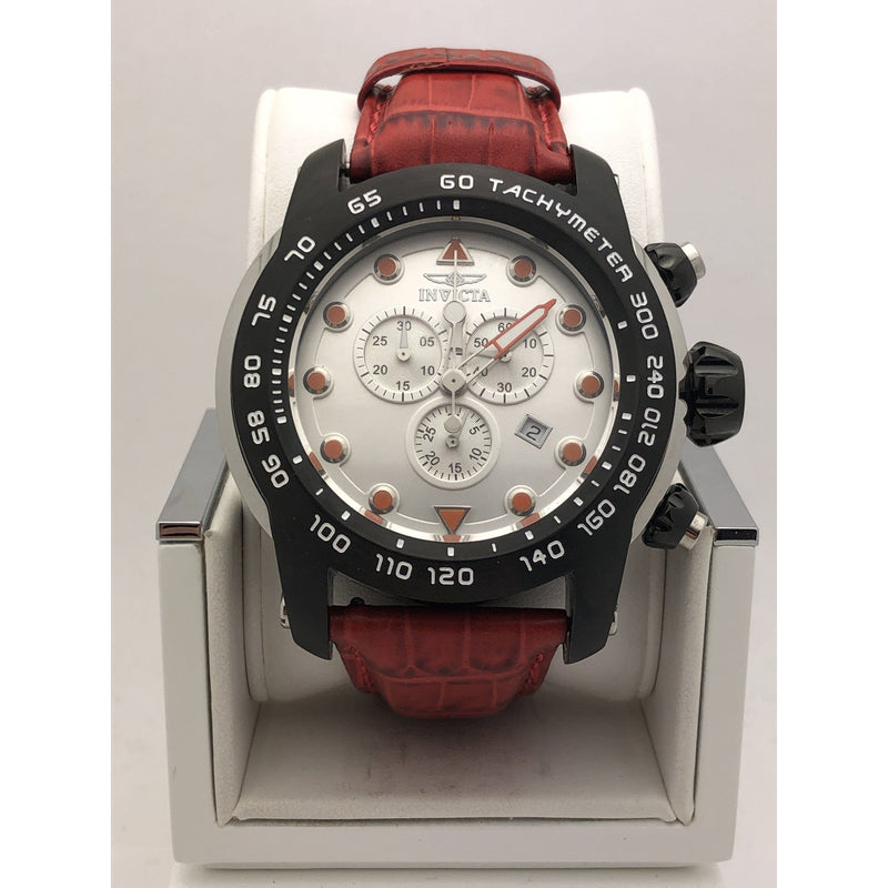 Overskyet Tangle masse Invicta Pro Diver Men's Silver Tone Dial Red Leather Strap Watch 17808 –  ELI ADAMS JEWELERS