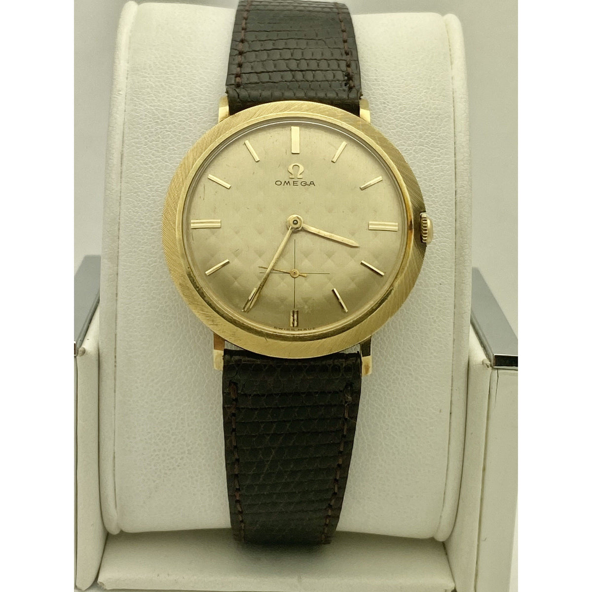 Omega Men's 14K Yellow Gold Vintage Mechanical Lizard Strap Watch N6614