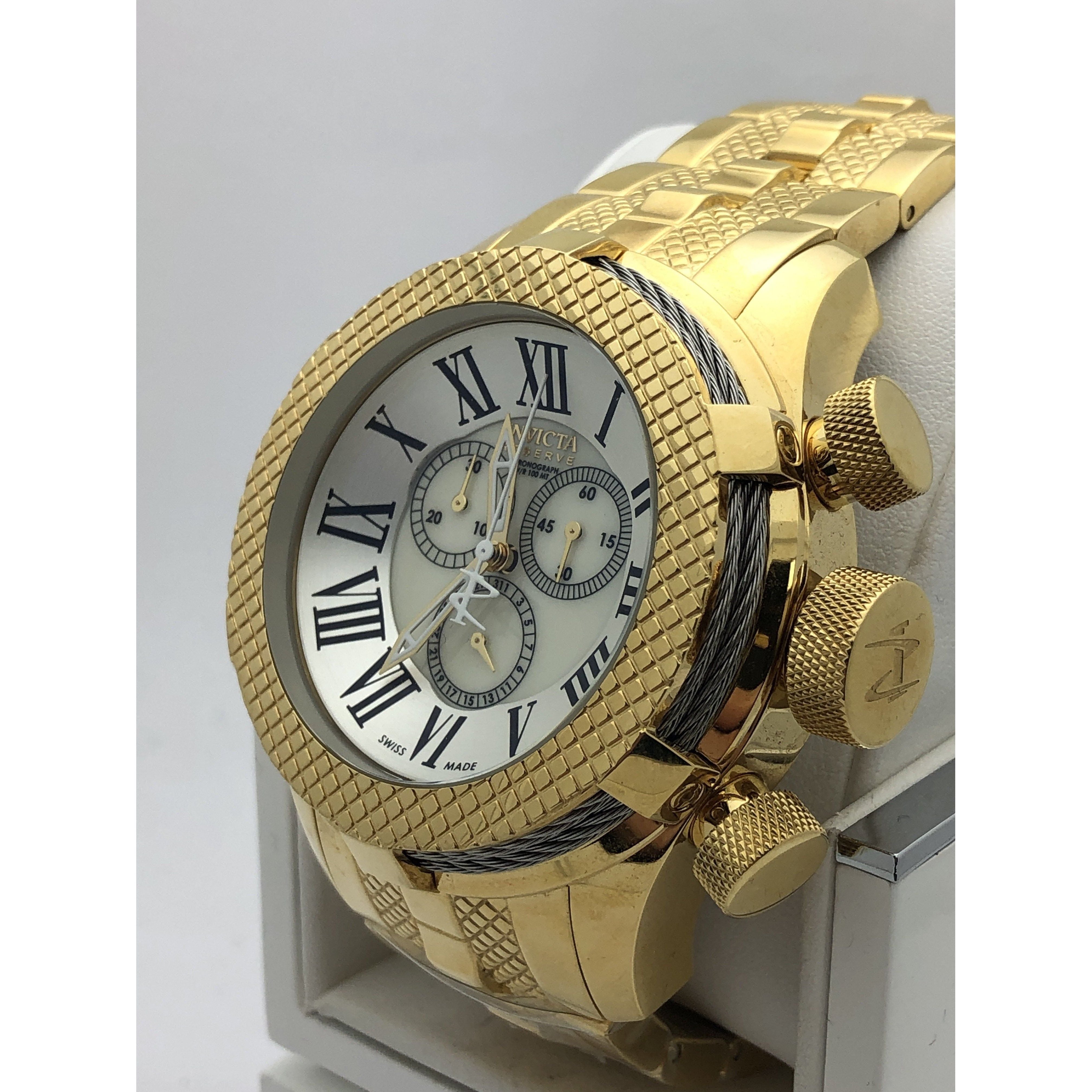 Invicta BAND ONLY Bolt 17432 Invicta Reserve Bolt Men\u0027s Silver Tone Dial Gold Tone Stainless