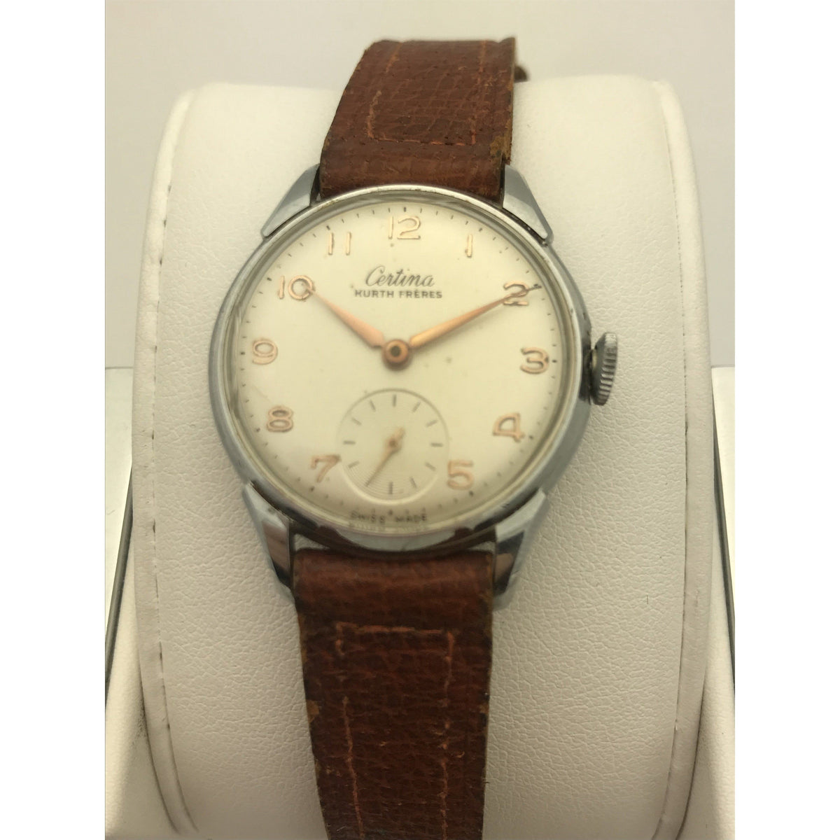 Certina Kurth Freres Ladies White Dial Brown Leather Band Watch 40139