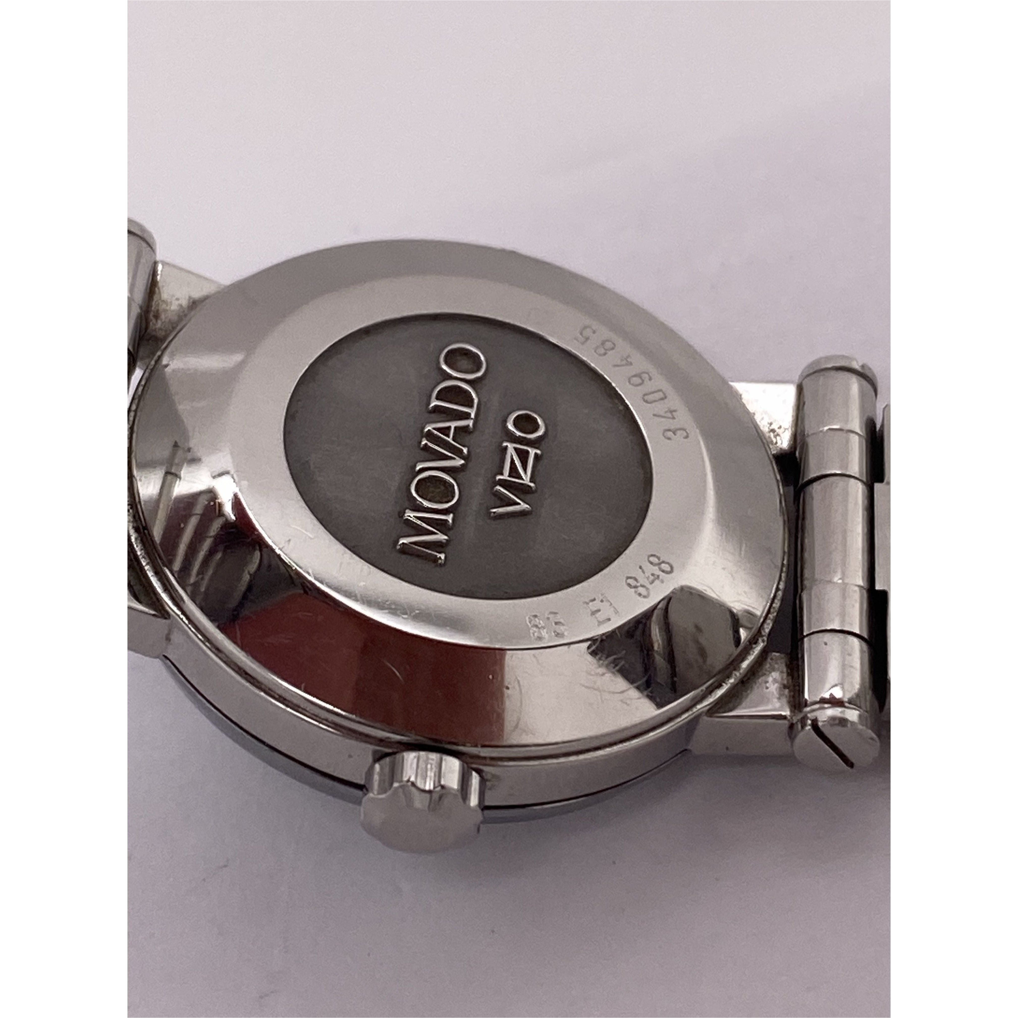 Movado Vizio Ladies Black Dial Silver Stainless Steel Bracelet