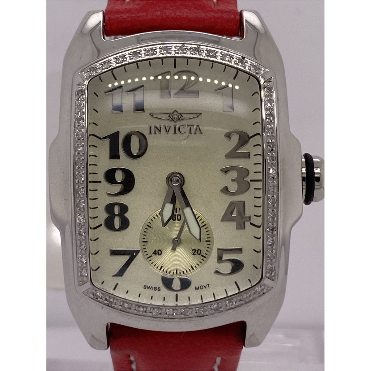 Invicta Ladies Lupah Beige Dial Red Leather Strap Watch 2009