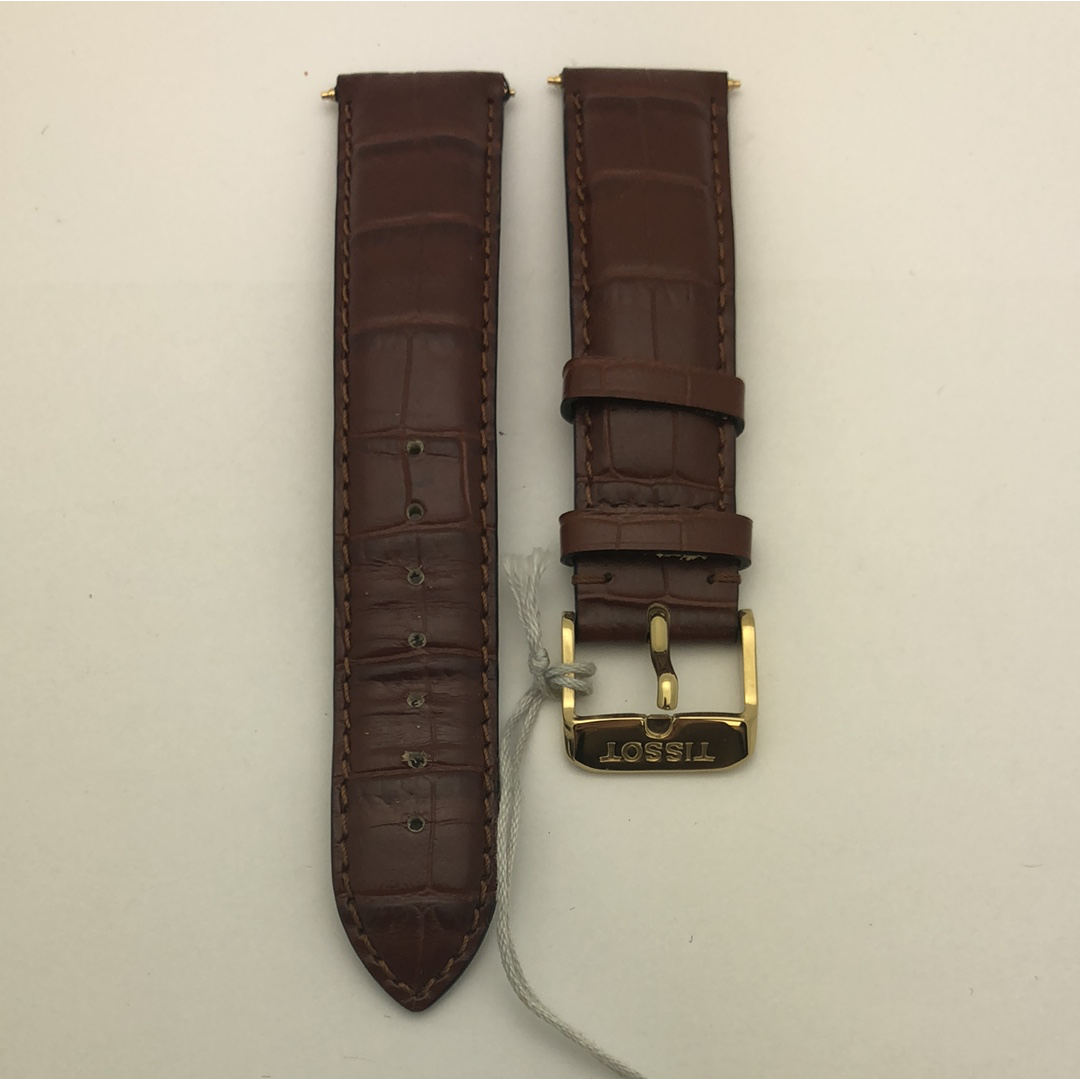 STPBR20MM002 Tissot Brown Genuine Leather Strap OEM With Stainless Steel Gold Tone Buckle T600013527