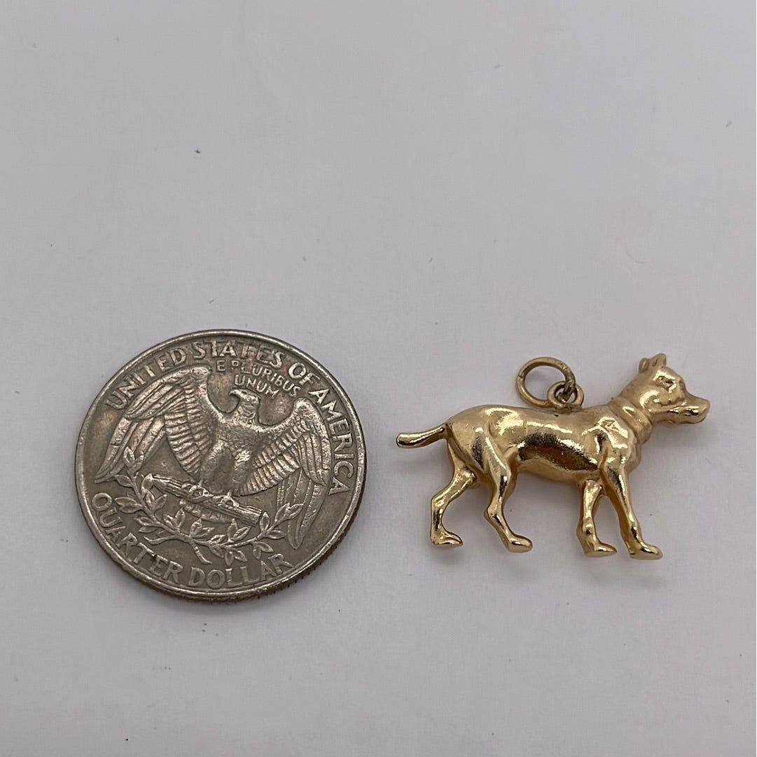 14K Yellow Gold Dog Charm Pendant P068