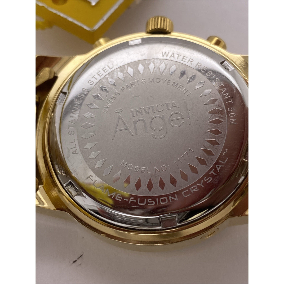 Invicta Angel Ladies White Mother of Pearl Dial Yellow Gold Tone Bracelet Watch 11771
