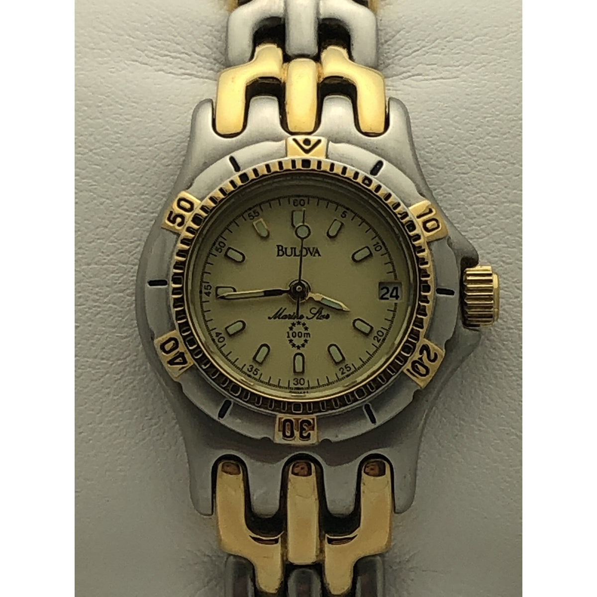 Bulova Ladies Marine Star Gold Tone Dial Two Tone Stainless Steel Watch 98M41